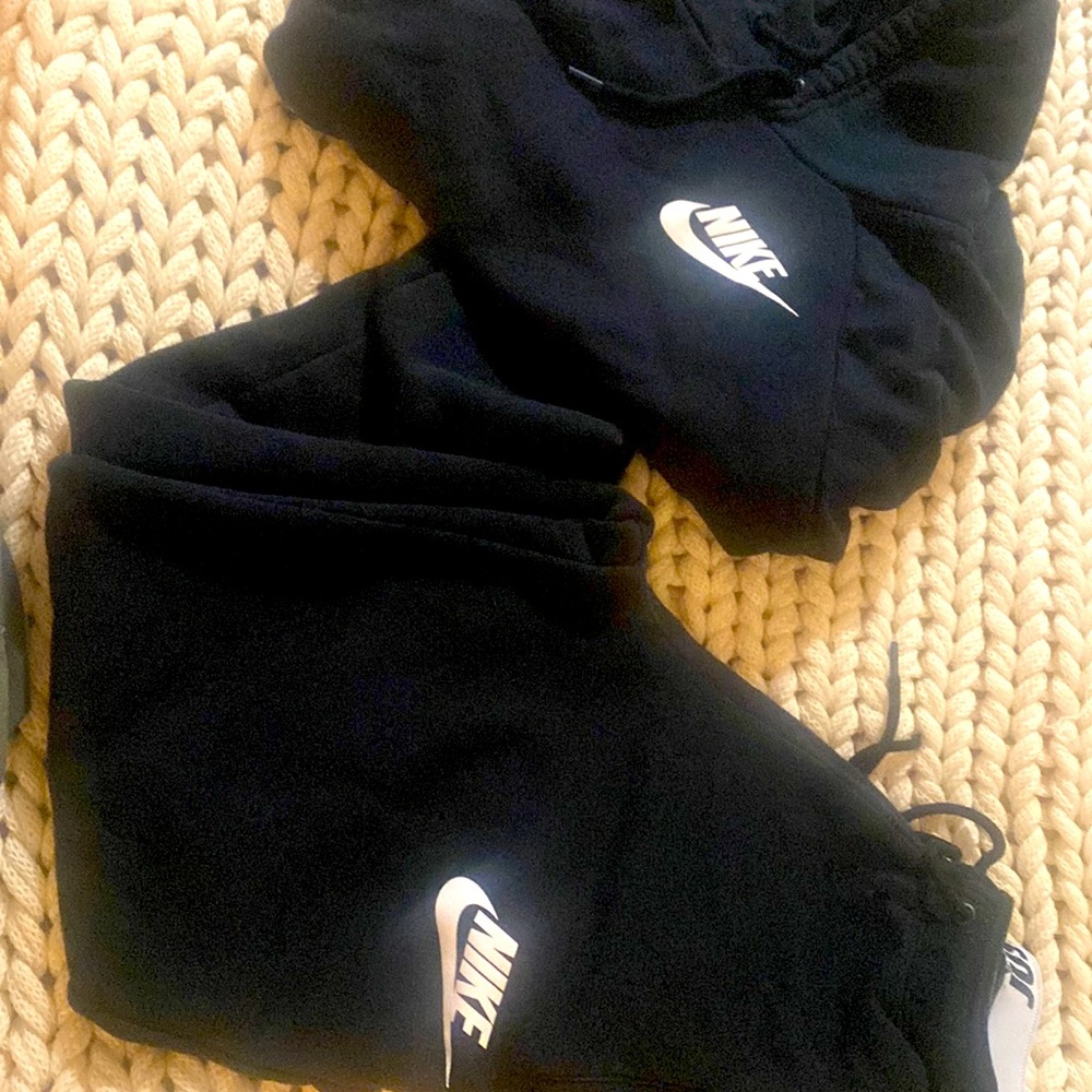 Nike black sweatpants and hoodie